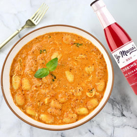 Yo Mama's Foods shelf-stable cooking wine keeps pantry flavors ready.