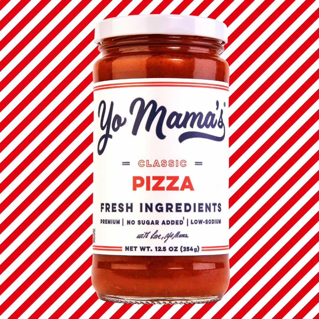 Yo Mama's Foods Keto Classic Pizza Sauce side view, pack design enabling quick shopping.