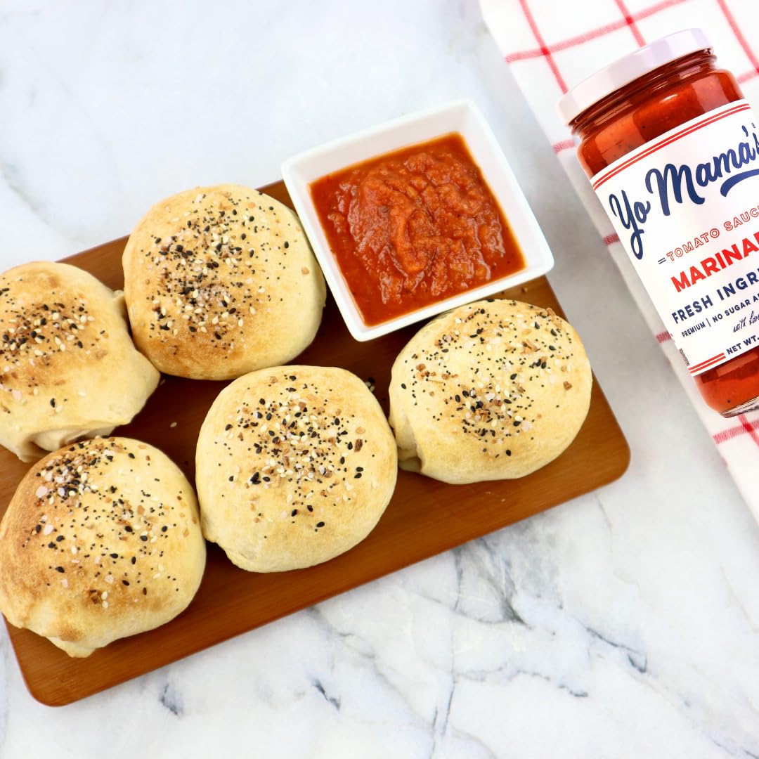 Yo Mama’s Foods Keto Marinara No Sugar Added label on jar, signaling preserved flavors