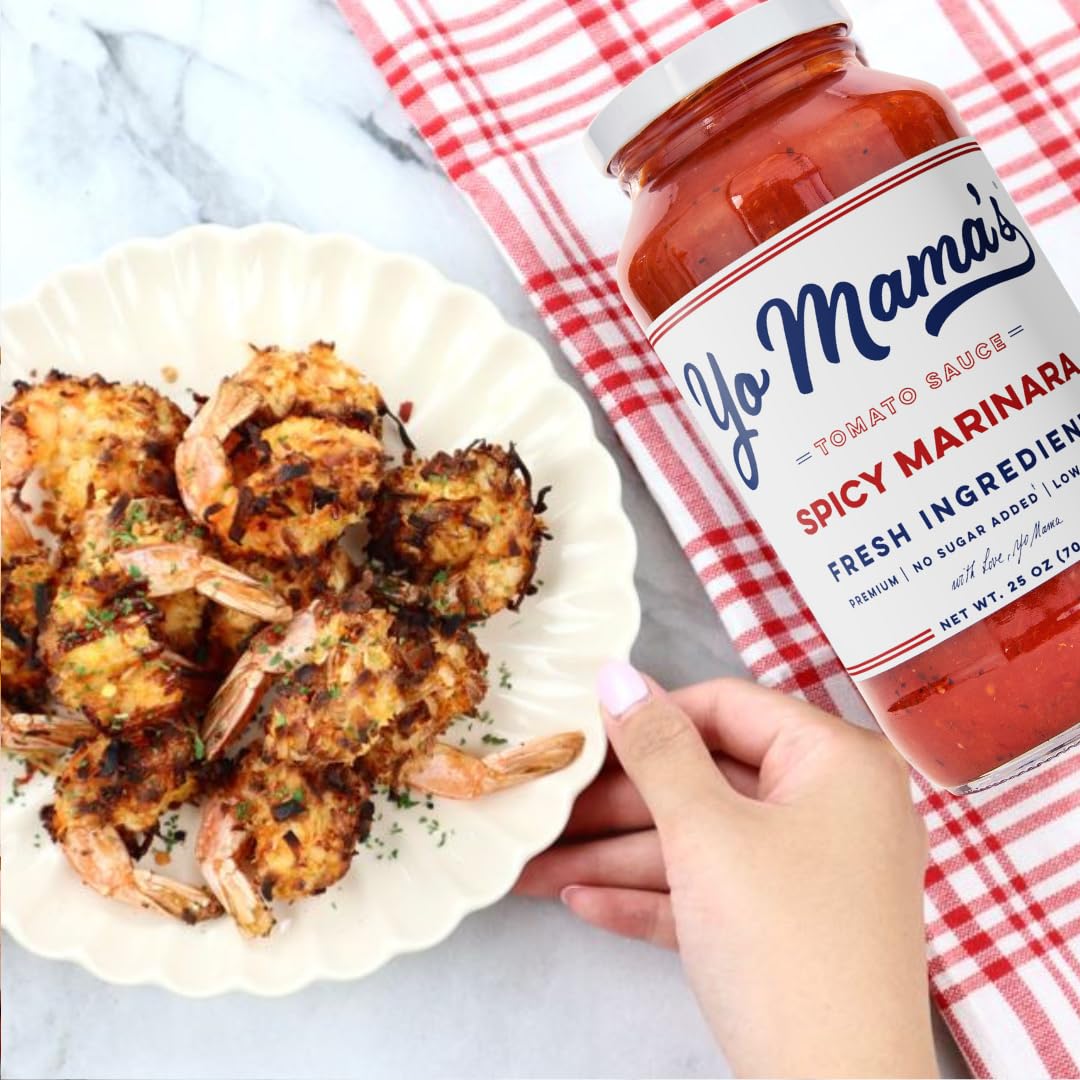 Yo Mama’s Foods Keto Spicy Marinara sauce sizzling in a pan for quick meals.