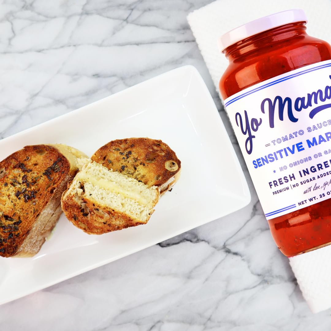 Roasted vegetables topped with Yo Mama’s Sensitive Marinara offering a gluten-free option.