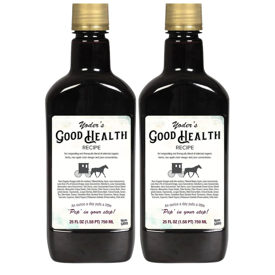Yoder Naturals Good Health bottle in amber glass, convenient daily wellness ritual