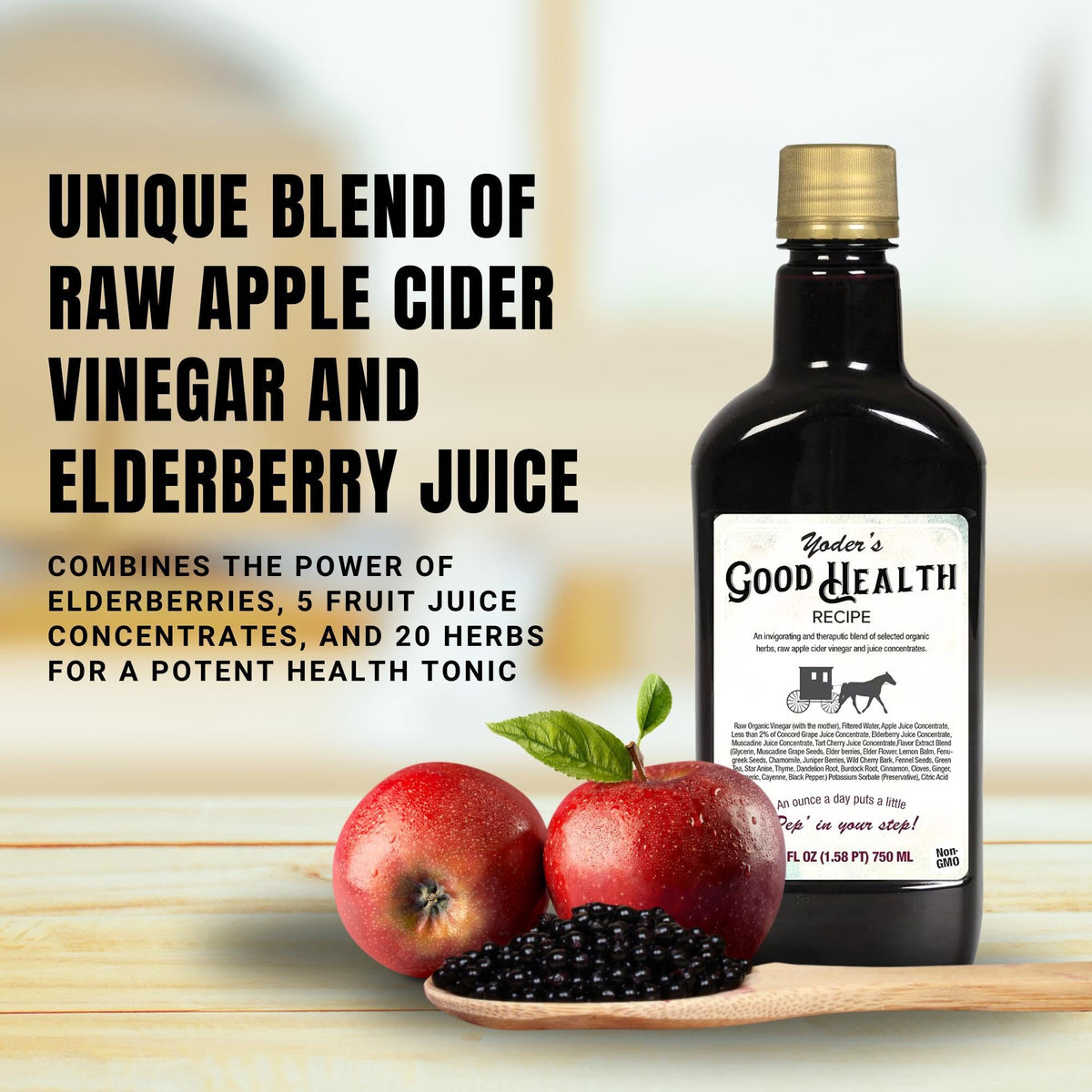 Yoder Naturals label close-up, organic non GMO assurances
