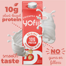 YoFiit Original unsweetened milk carton pack on a shelf, a shelf-stable dairy-free option.