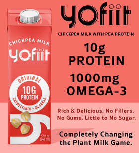 YoFiit Original unsweetened milk in a glass serving for ready-to-drink protein boost.