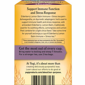Yogi Ashwagandha Lemon Balm ingredients close-up, showcasing natural adaptogens for balance.