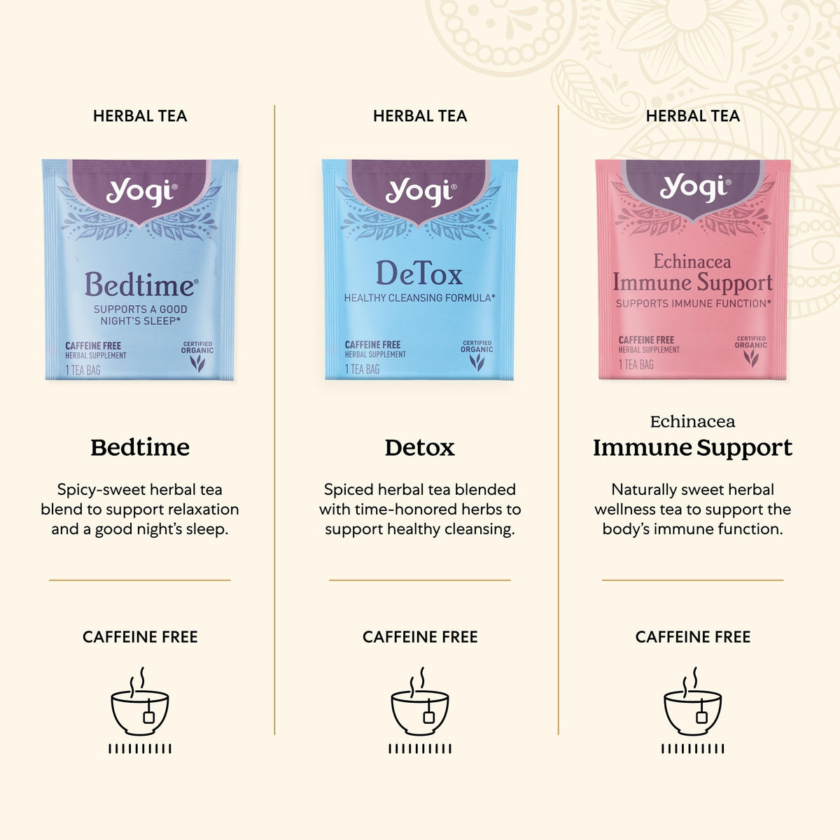 Yogi Bedtime Tea Blend Closeup – soothing aroma for evening relaxation.