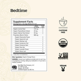 Yogi Bedtime Tea bag in cup, caffeine-free unwind before bed.