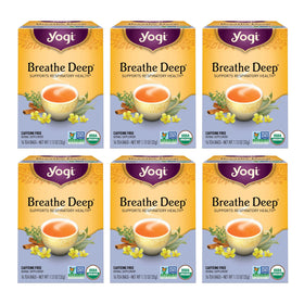 Yogi Breathe Deep tea box on shelf suggesting relaxing breath support