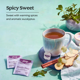 Yogi Breathe Deep tea with eucalyptus leaf scent for a refreshing ritual