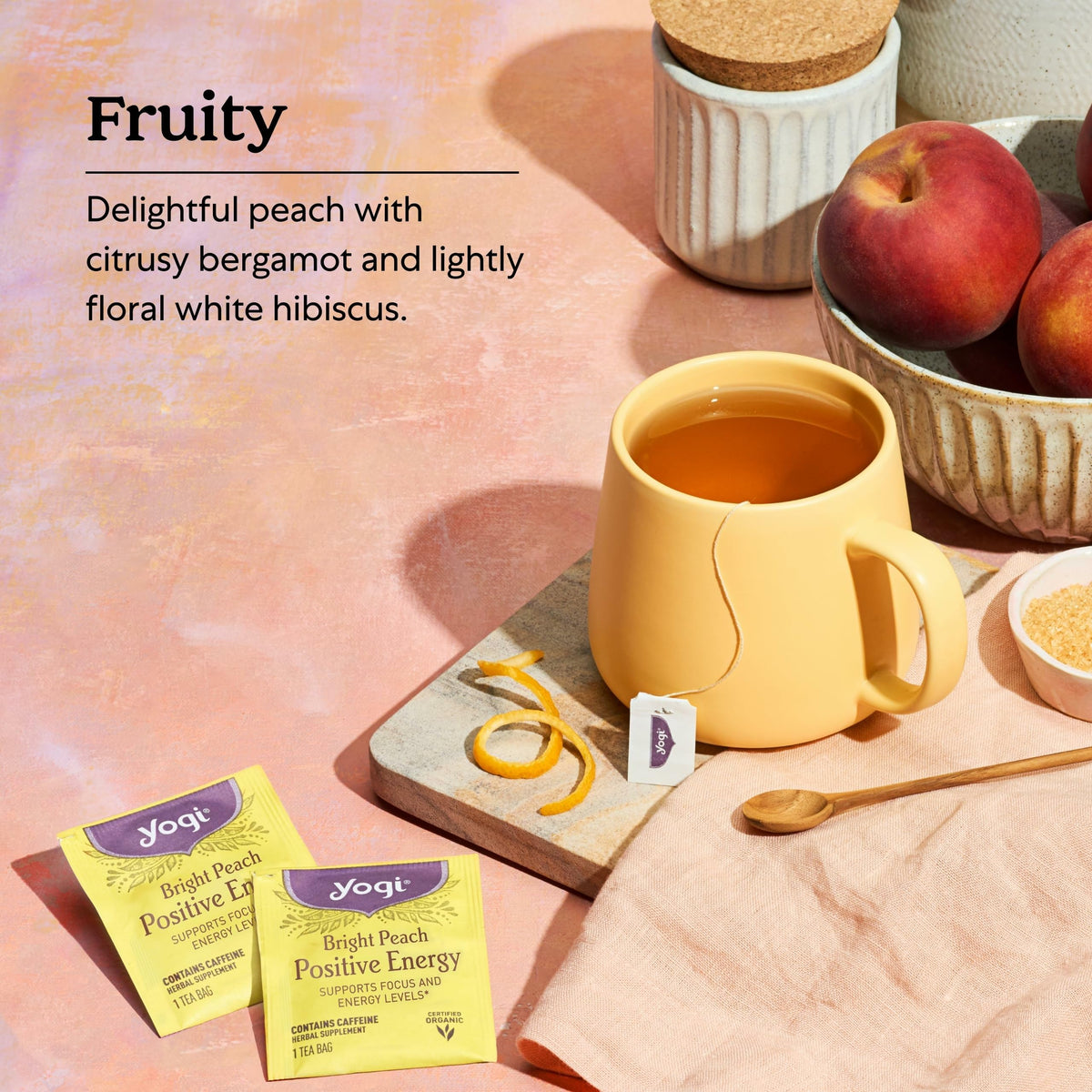 Oolong tea leaf blend in Yogi Bright Peach Positive Energy Tea.