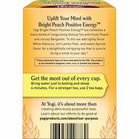 A hot, steaming cup of Yogi Bright Peach Tea ready to enjoy.