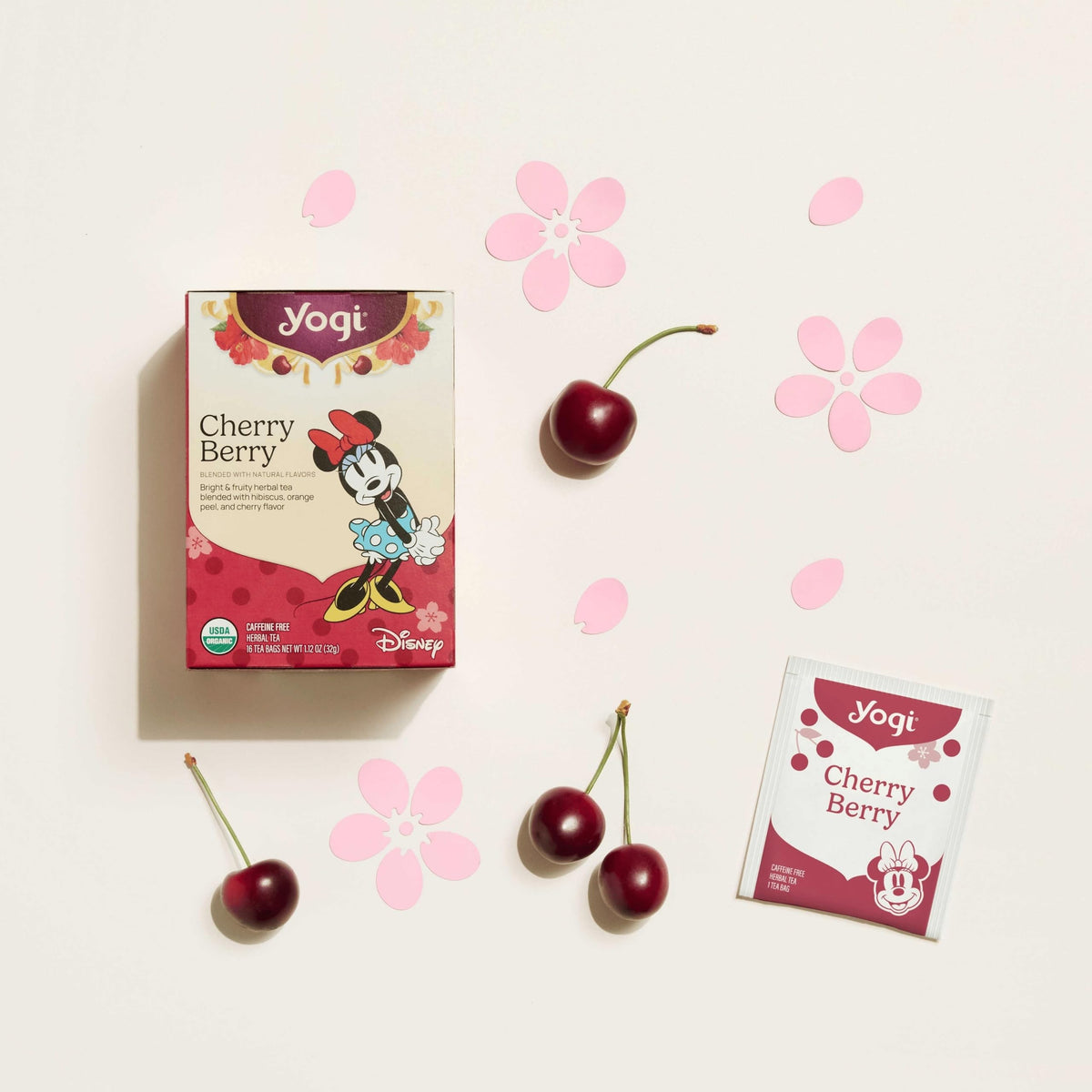 Yogi Cherry Berry tea box drawer display highlighting organic tea