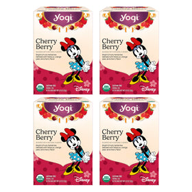 Yogi Cherry Berry tea pack front showing bright, caffeine-free herbal blend for cozy moments