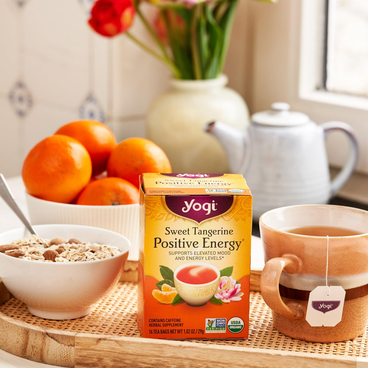 Yogi Morning Energy pack image shows three flavors ready for daily ritual.