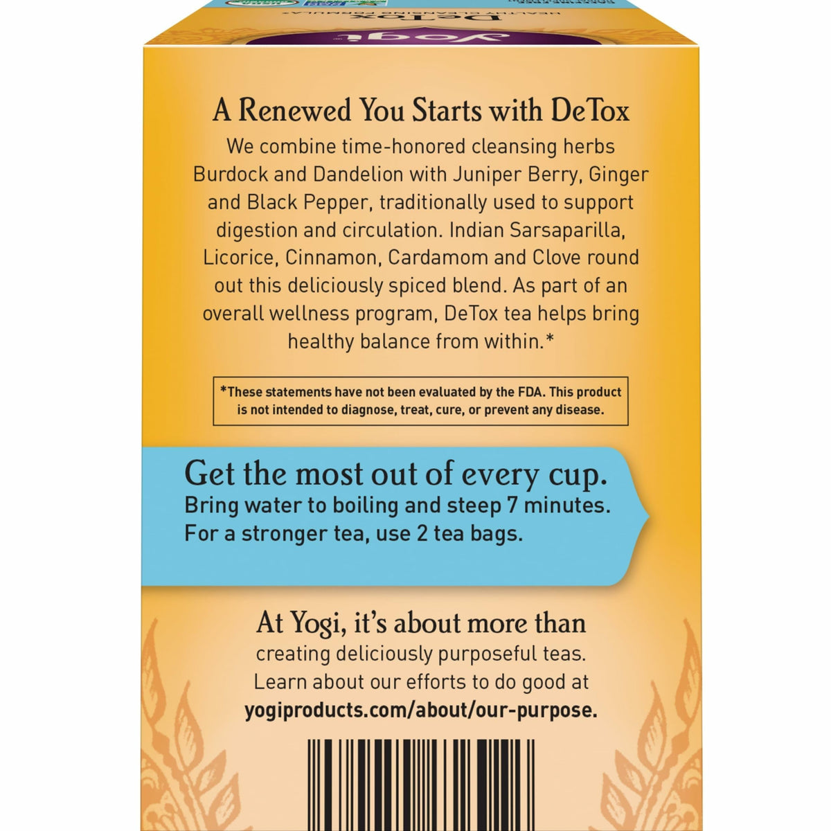 Steeping Yogi DeTox tea for seven minutes releases balanced flavors.