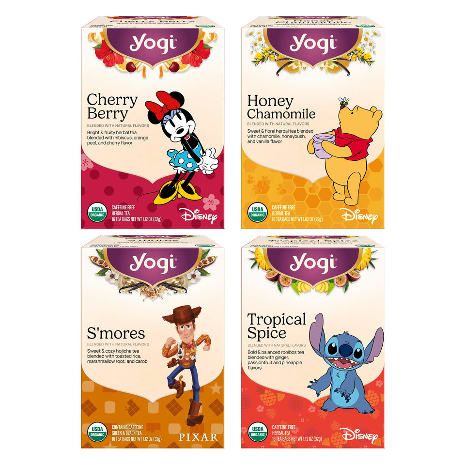 Yogi Disney Cherry Berry tea in a vibrant, fruit-forward blend for mornings