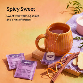 Yogi Egyptian Licorice Tea brews setup suggests easy, comforting preparation