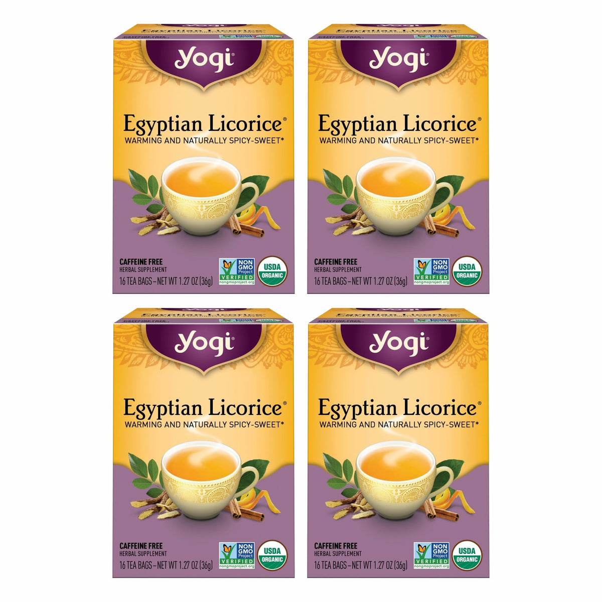 Yogi Egyptian Licorice Tea cups offer a soothing, caffeine-free moment