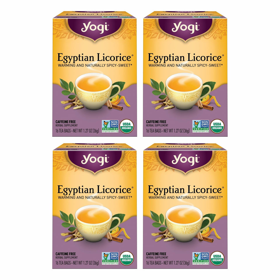 Yogi Egyptian Licorice Tea cups offer a soothing, caffeine-free moment
