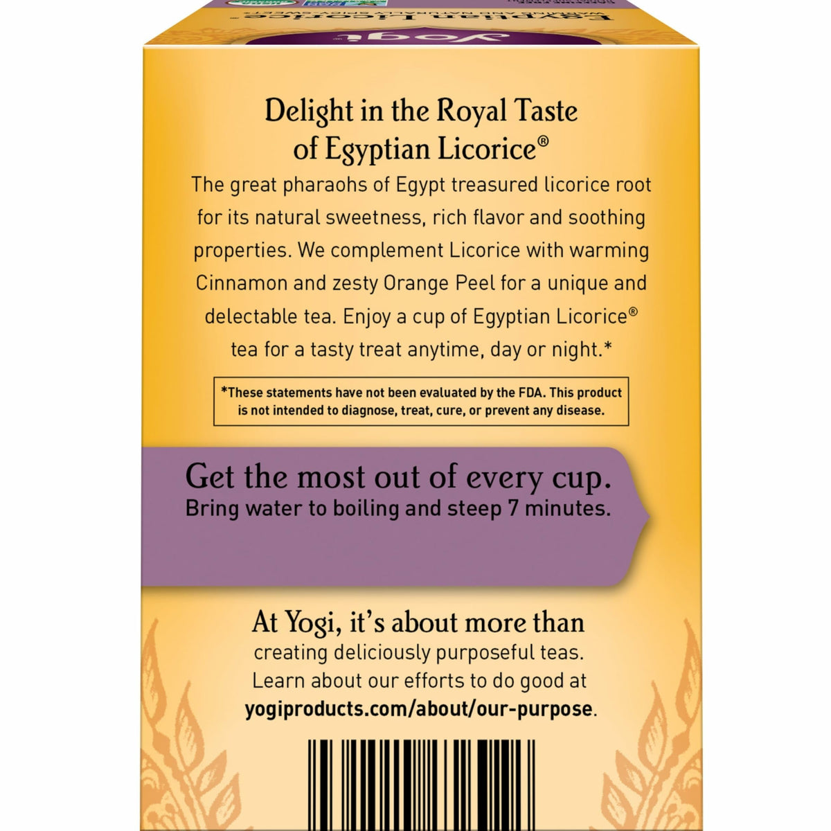 Yogi Egyptian Licorice Tea spices image highlights cinnamon, orange peel, ginger