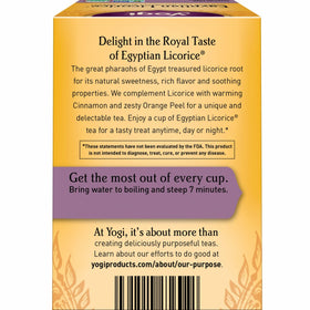 Yogi Egyptian Licorice Tea spices image highlights cinnamon, orange peel, ginger