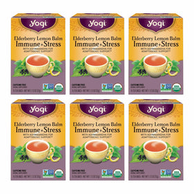 Yogi Elderberry Lemon Balm Tea bags ready for infusion, ideal for a soothing evening.