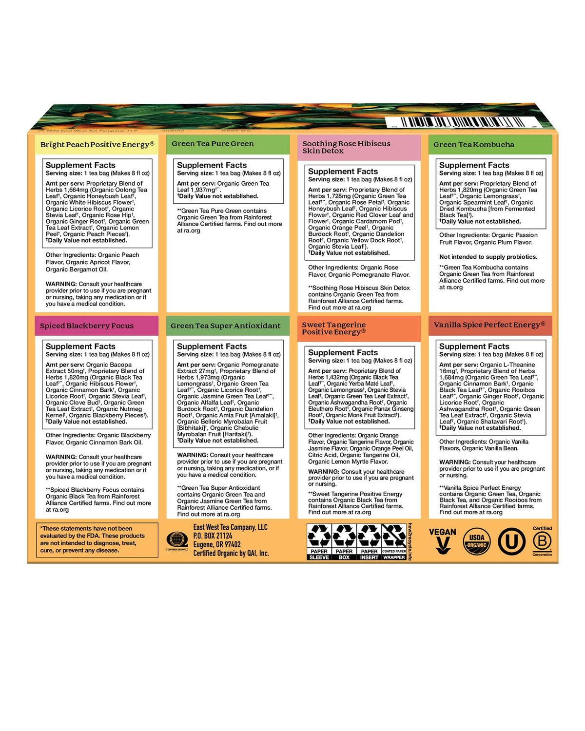 Yogi energy sampler box open showing tea bags and variety