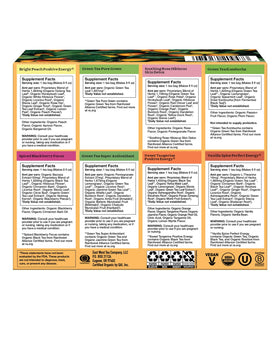 Yogi energy sampler box open showing tea bags and variety