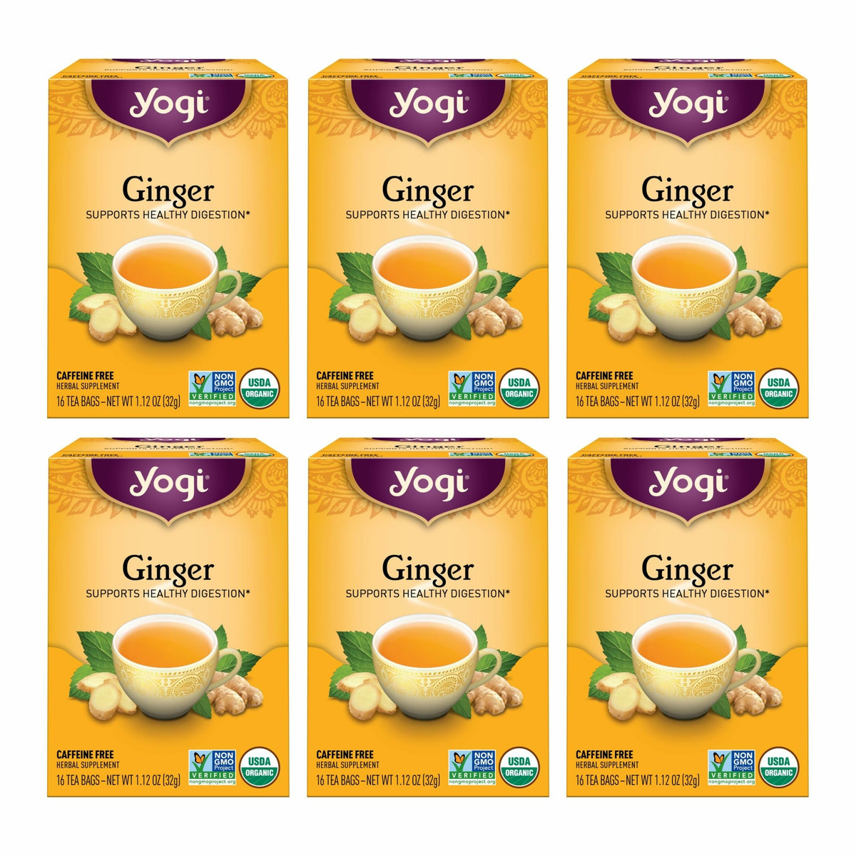 Yogi Ginger Tea 6-pack box, convenient packaging for daily use