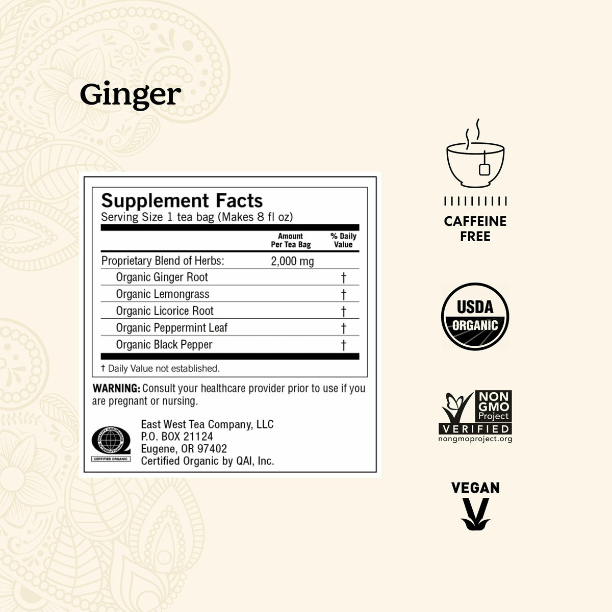 Yogi Ginger Tea cup brew with warming spice for anytime enjoyment