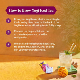 Yogi Ginger packaging back with brewing instructions for a perfect cup