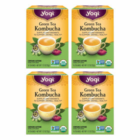 Yogi Green Kombucha Tea packaging front shows organic blend and brand quality