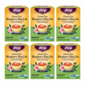 Yogi Green Tea Blueberry Slim Life bottle displays an energy-supporting organic blend