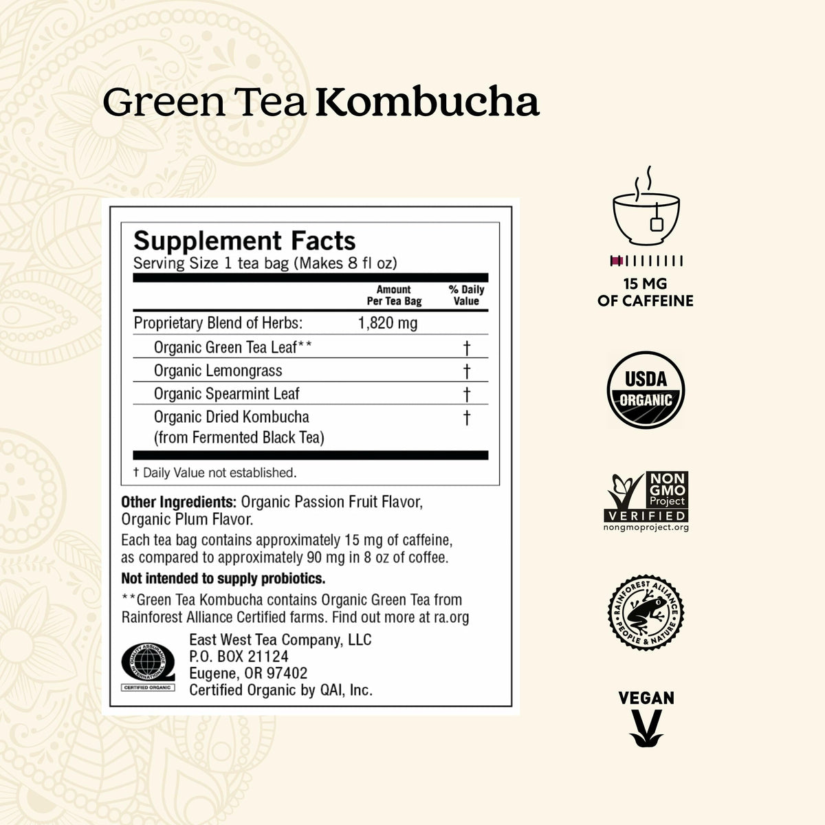 Yogi Green Tea Kombucha cup with bright aroma and color
