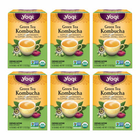 Yogi Green Tea Kombucha tea bags ready for an antioxidant-rich cup