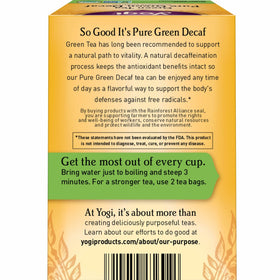 Steeping Yogi Green Tea Pure Green Decaf releases warm aroma