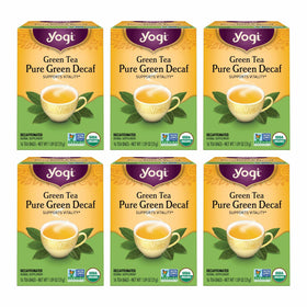 Yogi Green Tea Pure Green Decaf tea bags ready to brew with gentle caffeine
