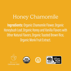 Honey-amber liquid of Yogi Honey Chamomile Tea close-up