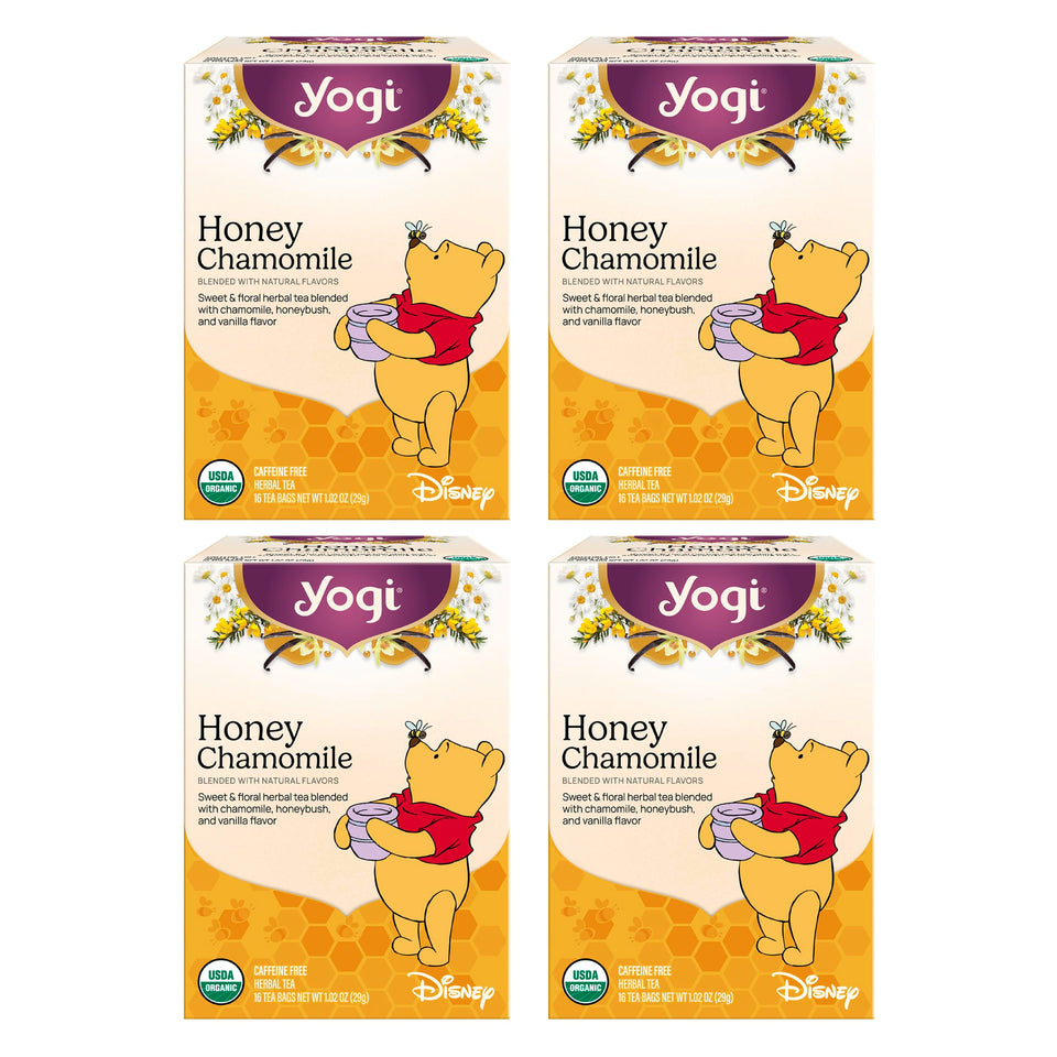 Yogi Honey Chamomile Tea teabag steeping for calm moments
