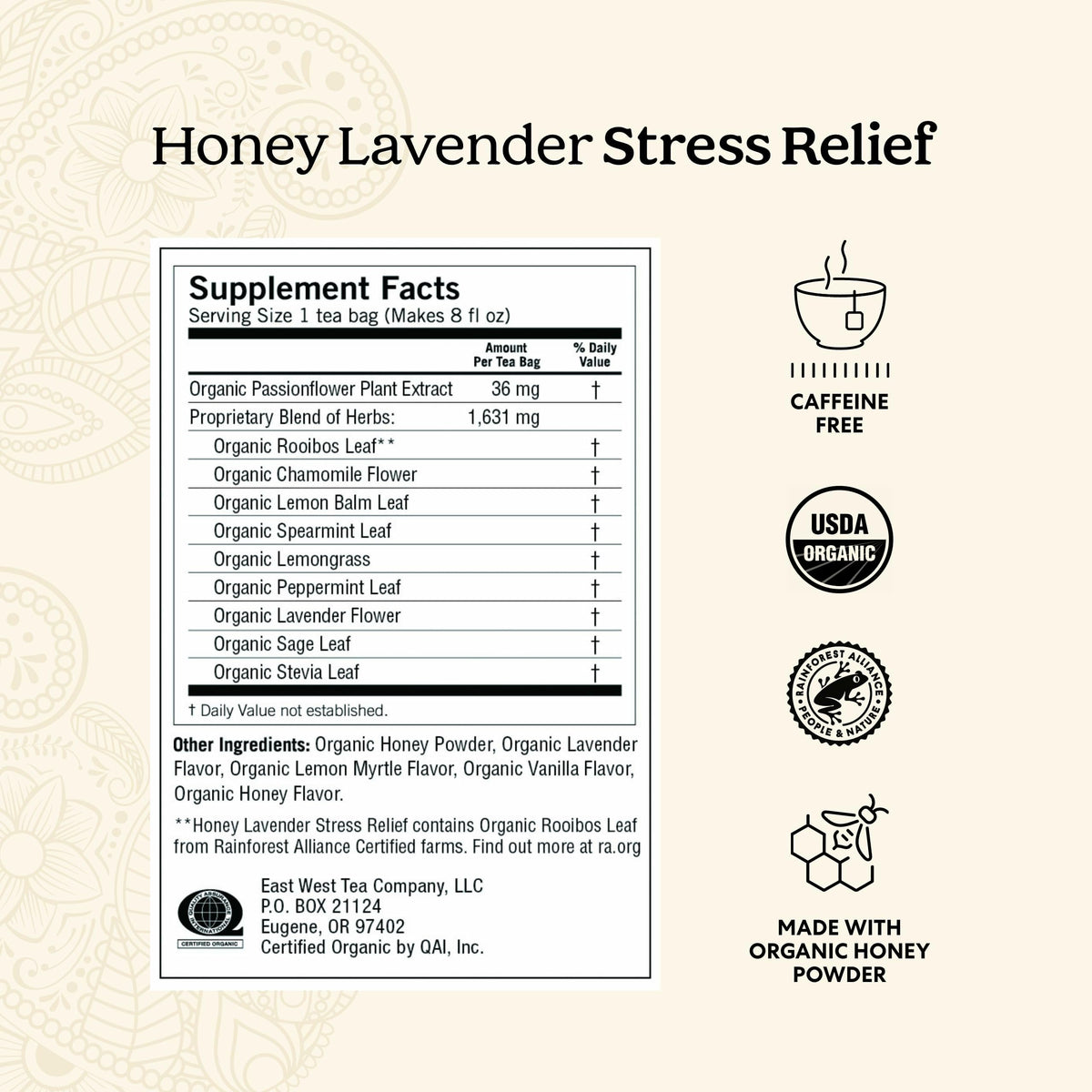 Yogi honey lavender stress relief tea bags steeping for peaceful moments