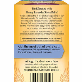Yogi Honey Lavender Stress Relief tea brew shows a relaxing ritual