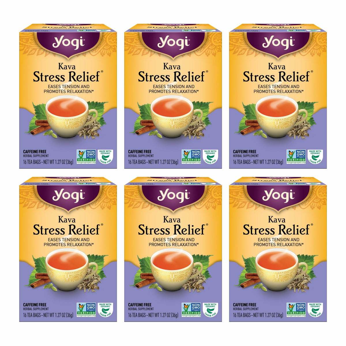 Yogi Kava Stress Relief tea bag ready for a calming moment