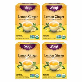 Yogi Lemon Ginger tea bag close-up showing vibrant blend and aroma.
