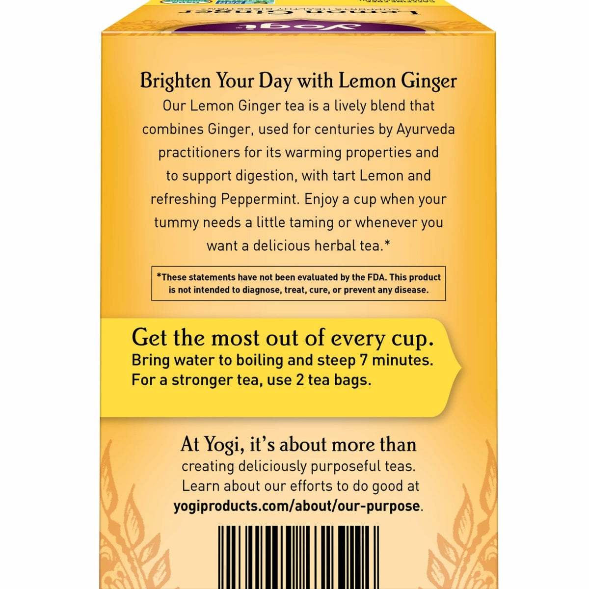 Yogi Lemon Ginger tea brewing cup with lemony aroma in sight.