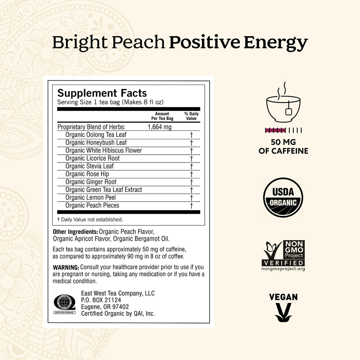 Yogi Sweet Tangerine Positive Energy tea delivers uplifting aroma and mood-friendly citrus notes.