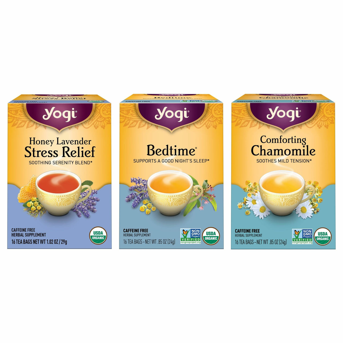 Yogi mothers-day gift set packaging highlighting relaxing variety pack for stress relief