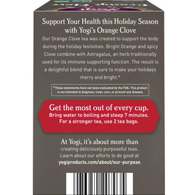 Yogi Orange Clove astragalus ingredient, hinting at immune-supporting blends.