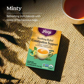 Yogi Organic Senna leaf ingredient showcase emphasizes natural, plant-based support