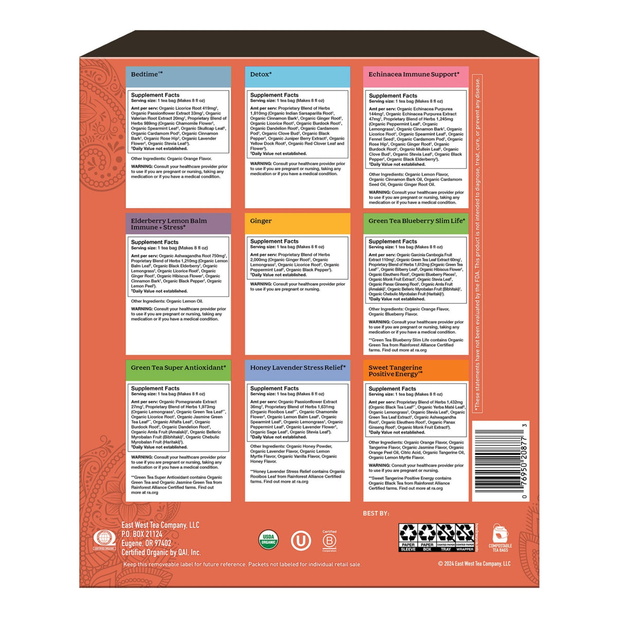 Yogi Organic Tea Sampler Box Tea Bags – nine flavors in a single assortment.